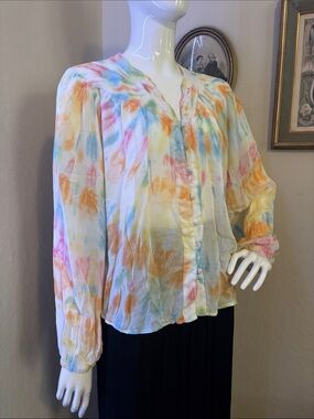 Young Fabulous & Broke Pastel Tie-Dye Button Down Blouse